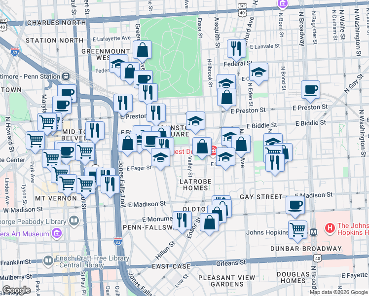 map of restaurants, bars, coffee shops, grocery stores, and more near 101 Independence Avenue Southeast in Washington