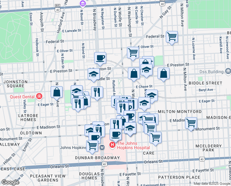 map of restaurants, bars, coffee shops, grocery stores, and more near 101 Independence Avenue Southeast in Washington