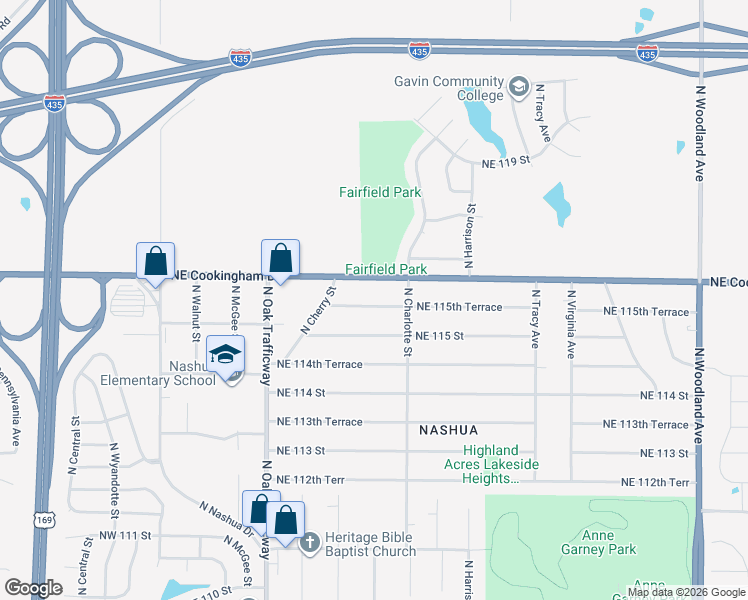 map of restaurants, bars, coffee shops, grocery stores, and more near 706 Northeast 115th Terrace in Kansas City