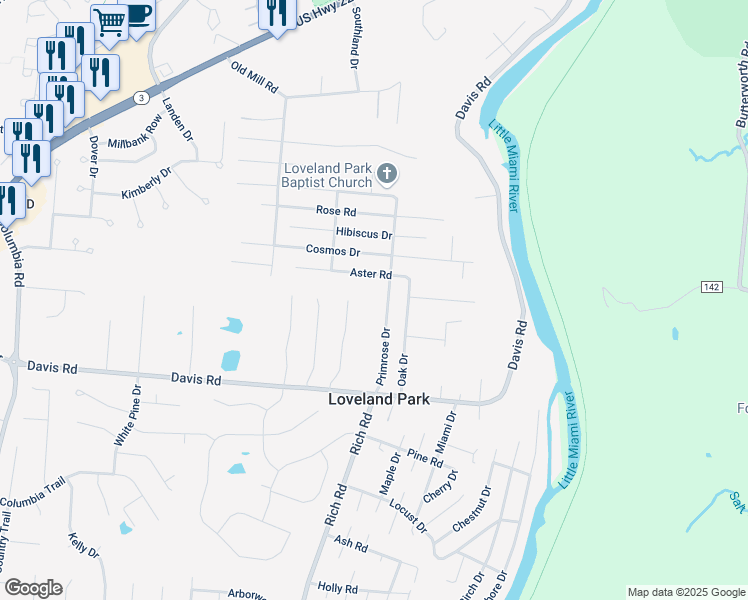 map of restaurants, bars, coffee shops, grocery stores, and more near 9026 Rich Woods Court in Loveland