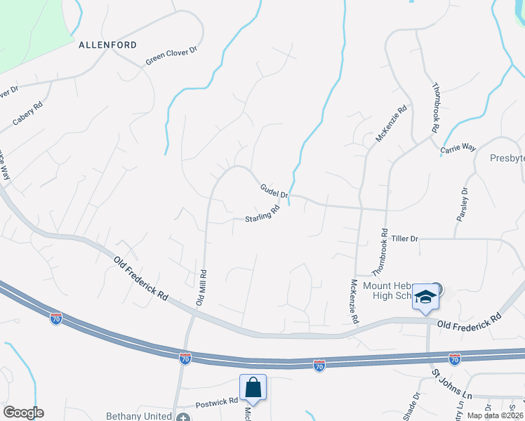 map of restaurants, bars, coffee shops, grocery stores, and more near 9714 Starling Road in Ellicott City