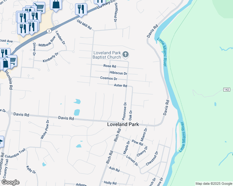 map of restaurants, bars, coffee shops, grocery stores, and more near 9026 Rich Woods Court in Loveland