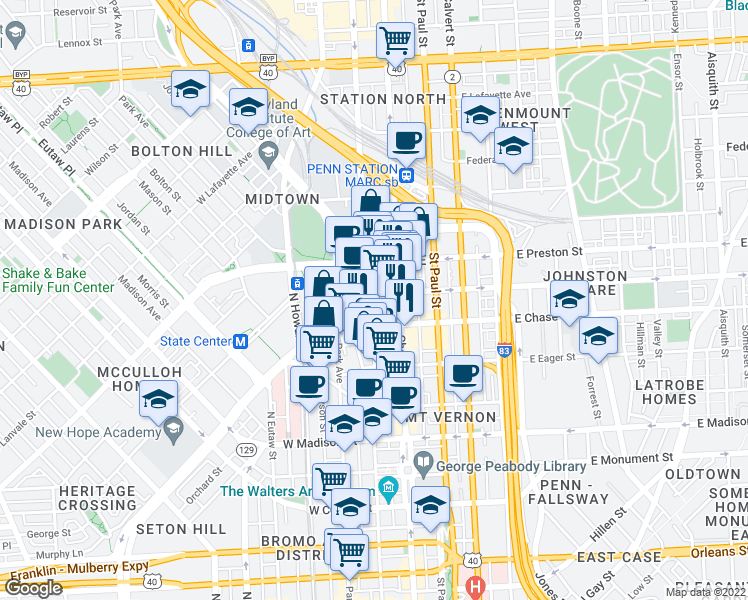 map of restaurants, bars, coffee shops, grocery stores, and more near 101 Independence Avenue Southeast in Washington