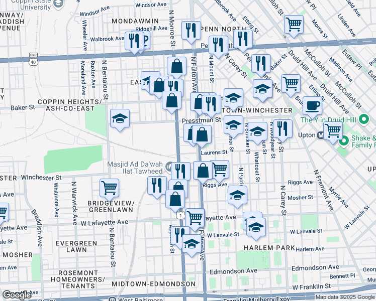 map of restaurants, bars, coffee shops, grocery stores, and more near 101 Independence Avenue Southeast in Washington