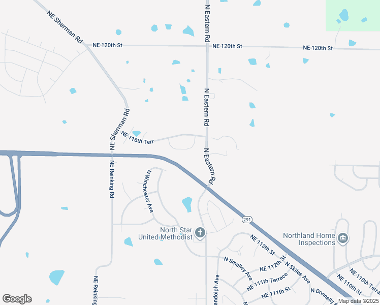 map of restaurants, bars, coffee shops, grocery stores, and more near 7203 Northeast 116th Place in Kansas City