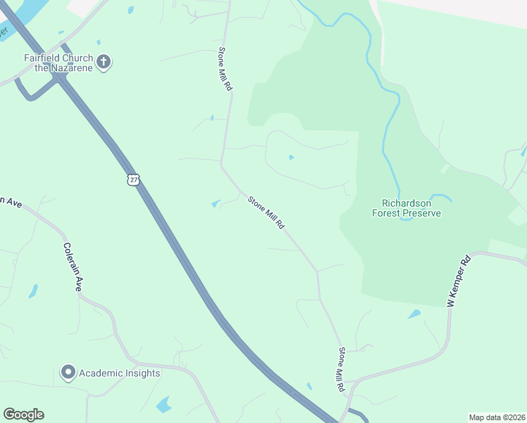 map of restaurants, bars, coffee shops, grocery stores, and more near 11985 Stone Mill Road in Cincinnati