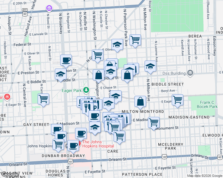 map of restaurants, bars, coffee shops, grocery stores, and more near 101 Independence Avenue Southeast in Washington