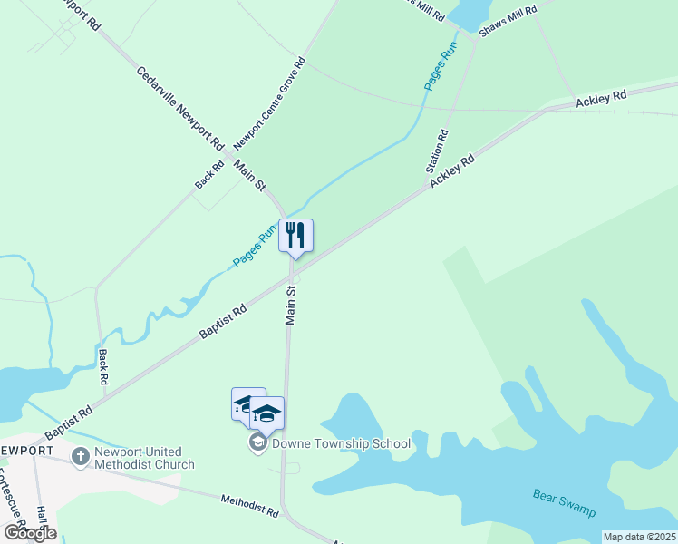map of restaurants, bars, coffee shops, grocery stores, and more near 524 Ackley Road in Newport