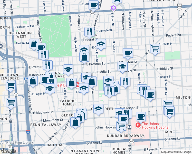 map of restaurants, bars, coffee shops, grocery stores, and more near 101 Independence Avenue Southeast in Washington