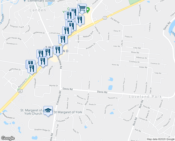 map of restaurants, bars, coffee shops, grocery stores, and more near 9057 Esther Drive in Loveland