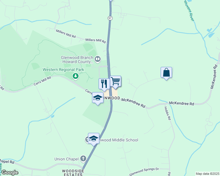map of restaurants, bars, coffee shops, grocery stores, and more near 2400 Route 97 in Cooksville