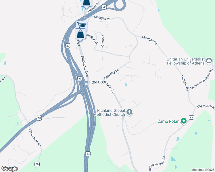 map of restaurants, bars, coffee shops, grocery stores, and more near 19 Pomeroy Road in Athens