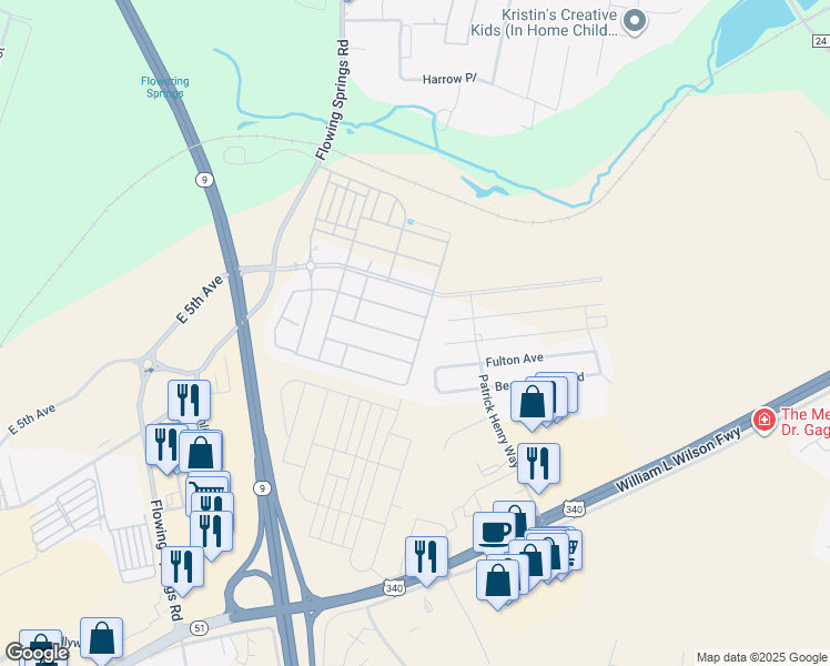 map of restaurants, bars, coffee shops, grocery stores, and more near 179 Overbrook Road in Ranson