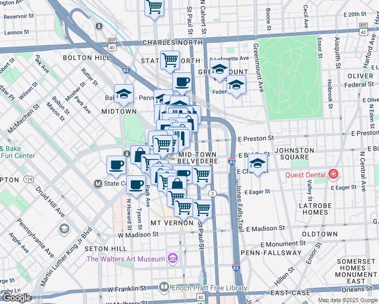 map of restaurants, bars, coffee shops, grocery stores, and more near 101 Independence Avenue Southeast in Washington