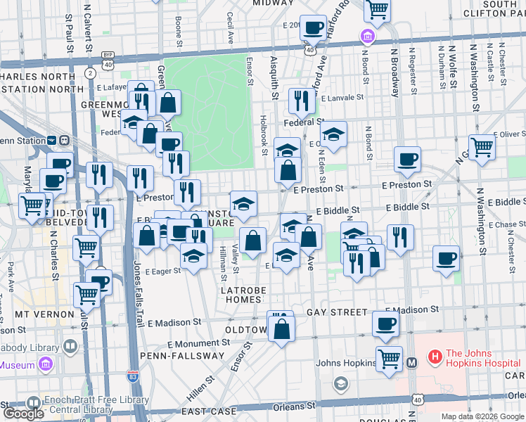 map of restaurants, bars, coffee shops, grocery stores, and more near 101 Independence Avenue Southeast in Washington