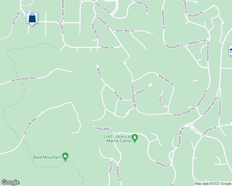 map of restaurants, bars, coffee shops, grocery stores, and more near Brae Road in Placer County