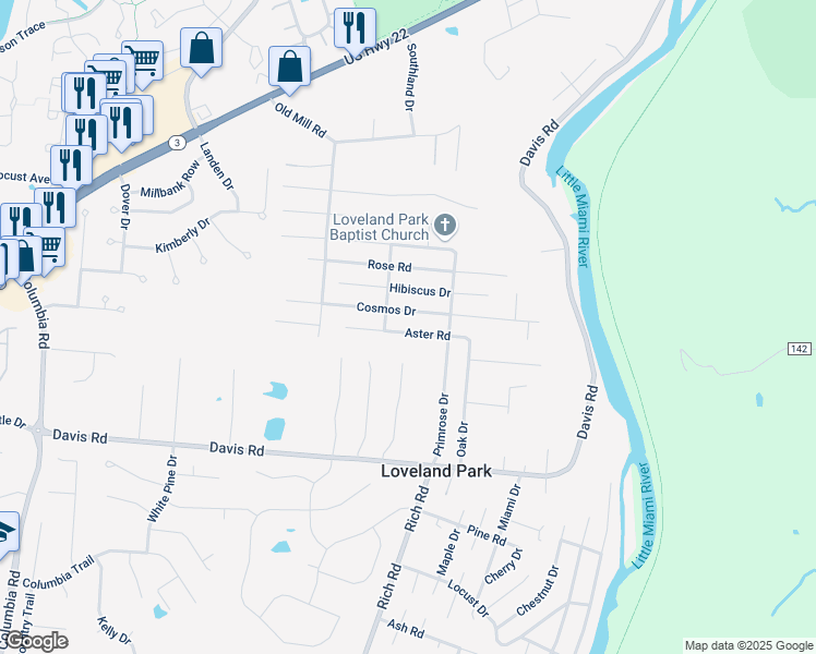 map of restaurants, bars, coffee shops, grocery stores, and more near 2349 Cosmos Drive in Loveland