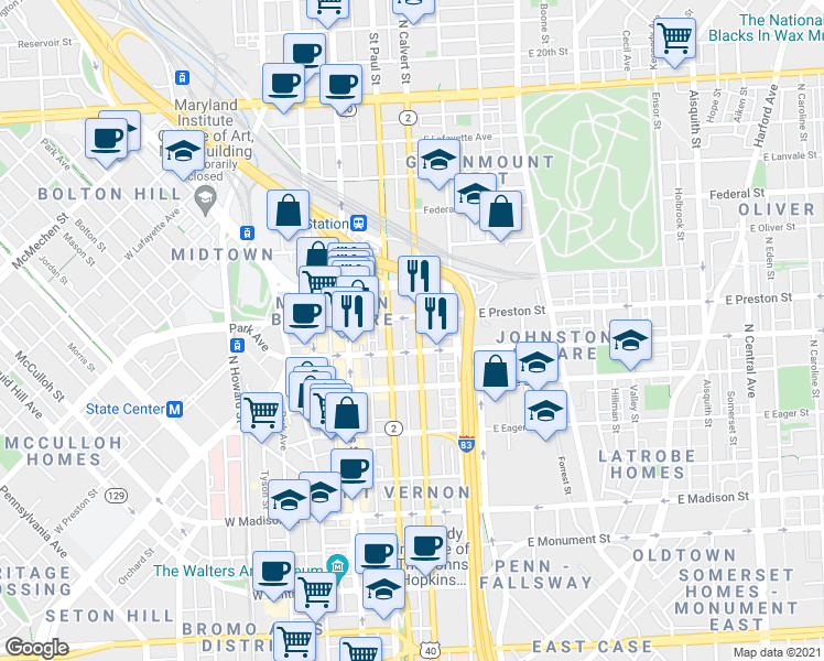 map of restaurants, bars, coffee shops, grocery stores, and more near 101 Independence Avenue Southeast in Washington