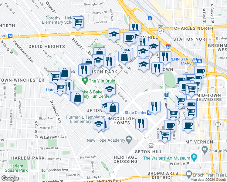 map of restaurants, bars, coffee shops, grocery stores, and more near 101 Independence Avenue Southeast in Washington