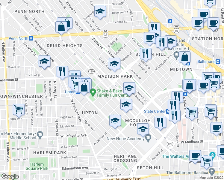 map of restaurants, bars, coffee shops, grocery stores, and more near 101 Independence Avenue Southeast in Washington