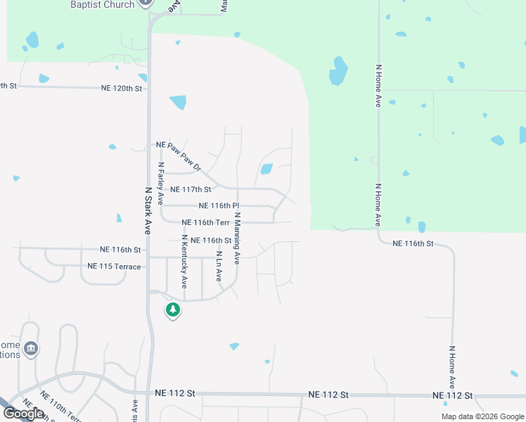map of restaurants, bars, coffee shops, grocery stores, and more near 9102 Northeast 116th Place in Kansas City