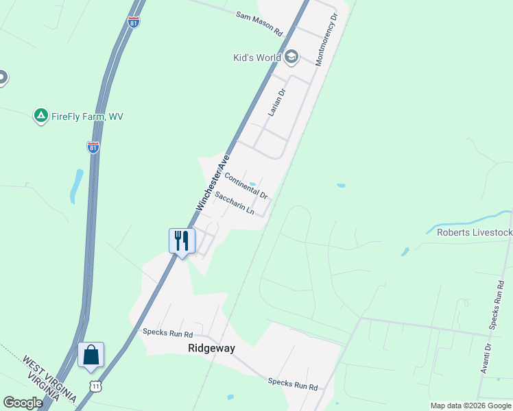 map of restaurants, bars, coffee shops, grocery stores, and more near 26 Sophie Lane in Bunker Hill