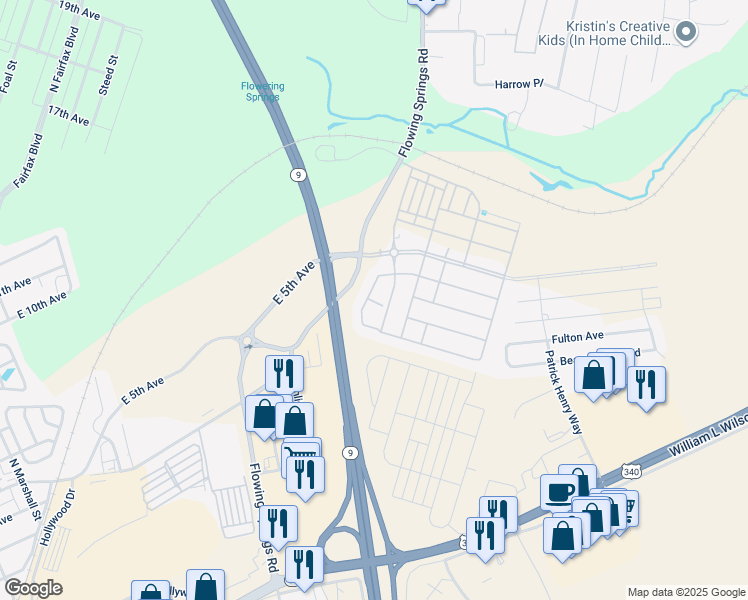 map of restaurants, bars, coffee shops, grocery stores, and more near 99 Baltic Lane in Ranson
