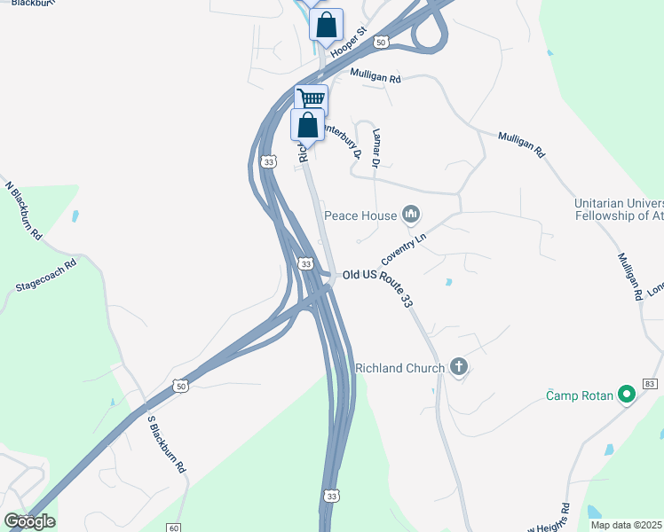 map of restaurants, bars, coffee shops, grocery stores, and more near 682 Richland Avenue in Athens