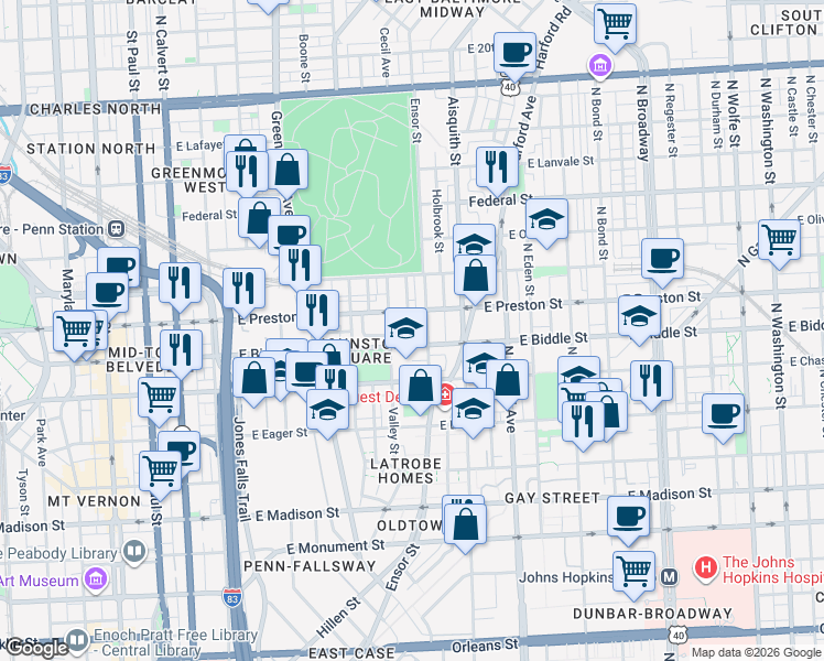 map of restaurants, bars, coffee shops, grocery stores, and more near 101 Independence Avenue Southeast in Washington