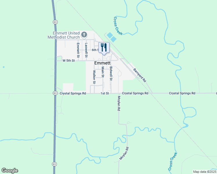 map of restaurants, bars, coffee shops, grocery stores, and more near 107 Bidwell Street in Emmett