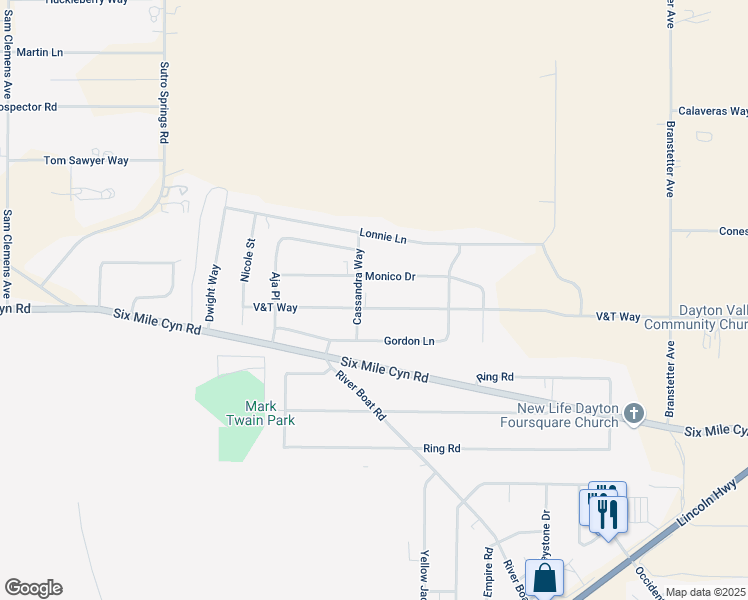 map of restaurants, bars, coffee shops, grocery stores, and more near 518 V&T Way in Dayton