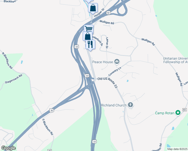 map of restaurants, bars, coffee shops, grocery stores, and more near 682 Richland Avenue in Athens