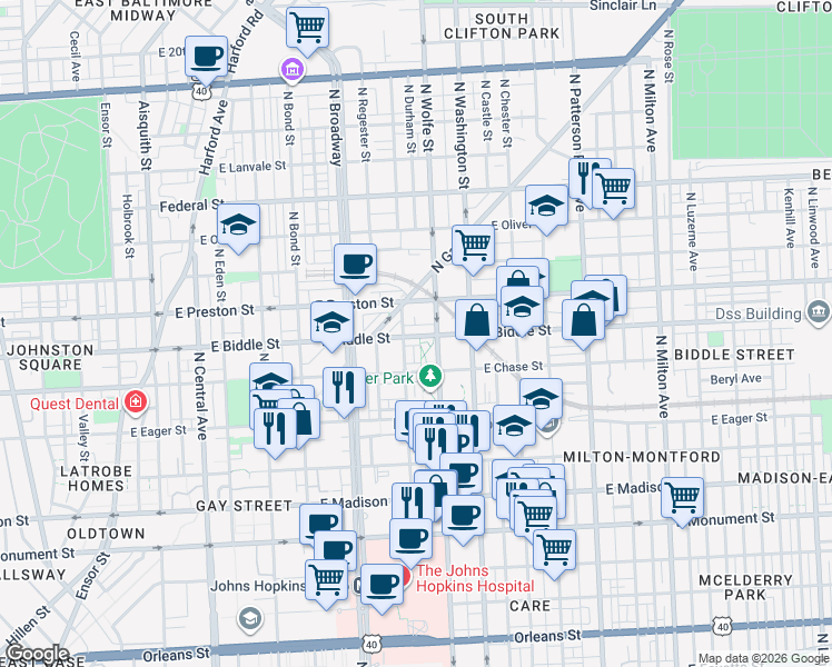 map of restaurants, bars, coffee shops, grocery stores, and more near 101 Independence Avenue Southeast in Washington