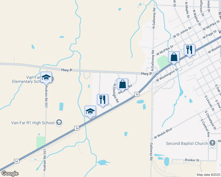 map of restaurants, bars, coffee shops, grocery stores, and more near 224-248 North Gaslight Road in Vandalia