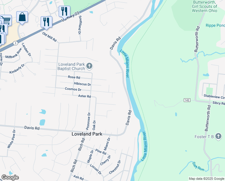 map of restaurants, bars, coffee shops, grocery stores, and more near 2102 Cosmos Drive in Loveland