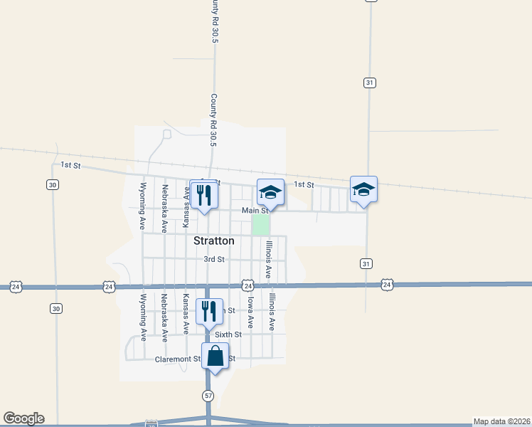 map of restaurants, bars, coffee shops, grocery stores, and more near 288 Main Street in Stratton