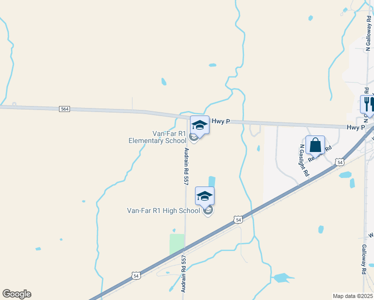 map of restaurants, bars, coffee shops, grocery stores, and more near 2122 County Road 557 in Vandalia