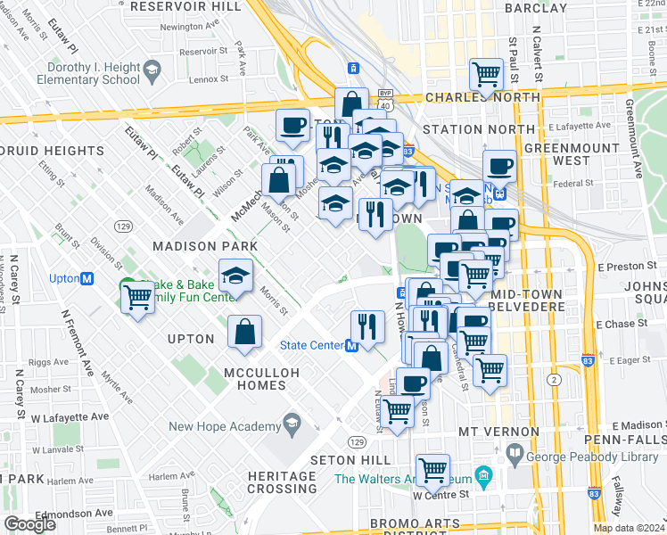 map of restaurants, bars, coffee shops, grocery stores, and more near 101 Independence Avenue Southeast in Washington