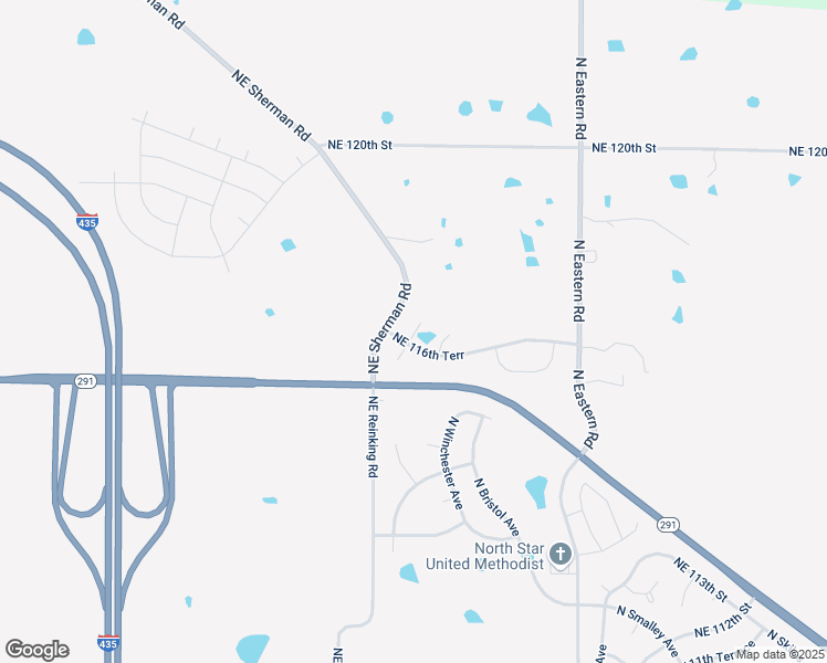 map of restaurants, bars, coffee shops, grocery stores, and more near 11699 North Ewing Avenue in Kansas City