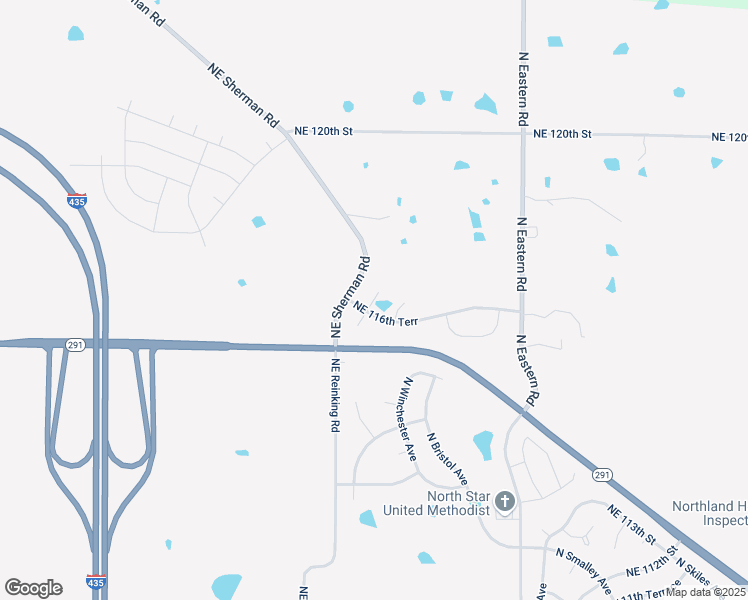 map of restaurants, bars, coffee shops, grocery stores, and more near 11699 North Ewing Avenue in Kansas City