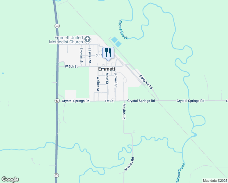map of restaurants, bars, coffee shops, grocery stores, and more near 107 Bidwell Road in Emmett