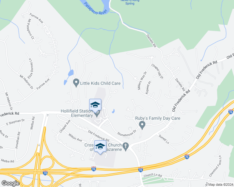 map of restaurants, bars, coffee shops, grocery stores, and more near 2718 Snowmill Court in Ellicott City