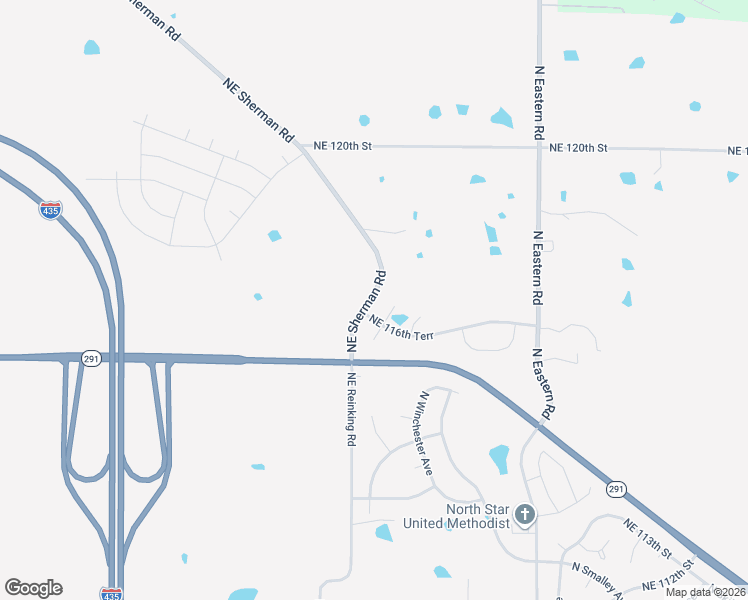 map of restaurants, bars, coffee shops, grocery stores, and more near 11699 North Ewing Avenue in Kansas City