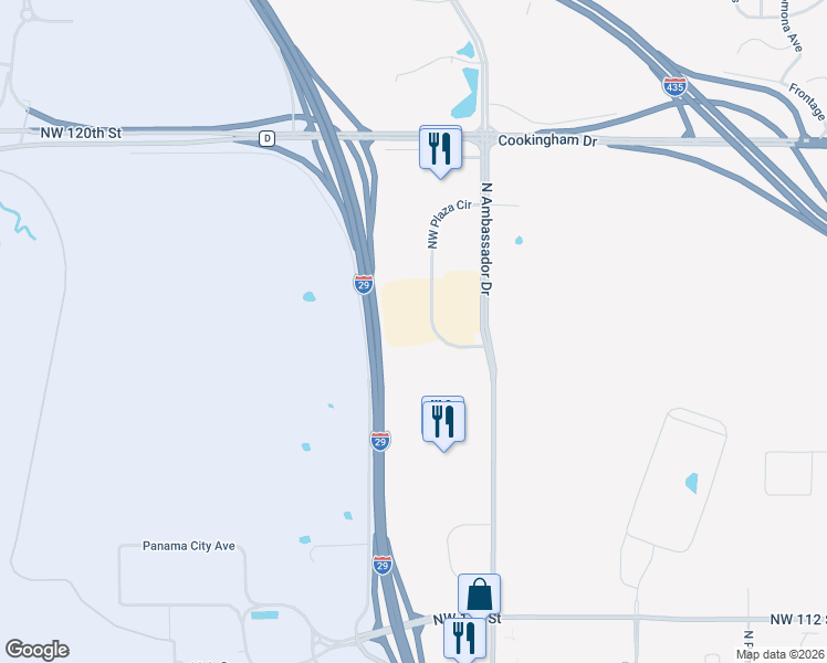 map of restaurants, bars, coffee shops, grocery stores, and more near 11700 Northwest Plaza Circle in Kansas City