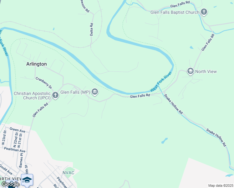 map of restaurants, bars, coffee shops, grocery stores, and more near Glen Falls Road in Clarksburg