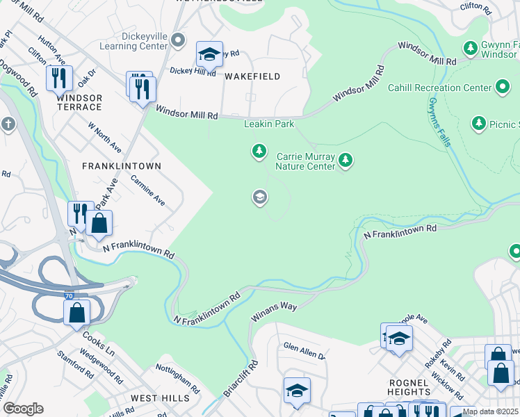 map of restaurants, bars, coffee shops, grocery stores, and more near 1900 Eagle Drive in Baltimore
