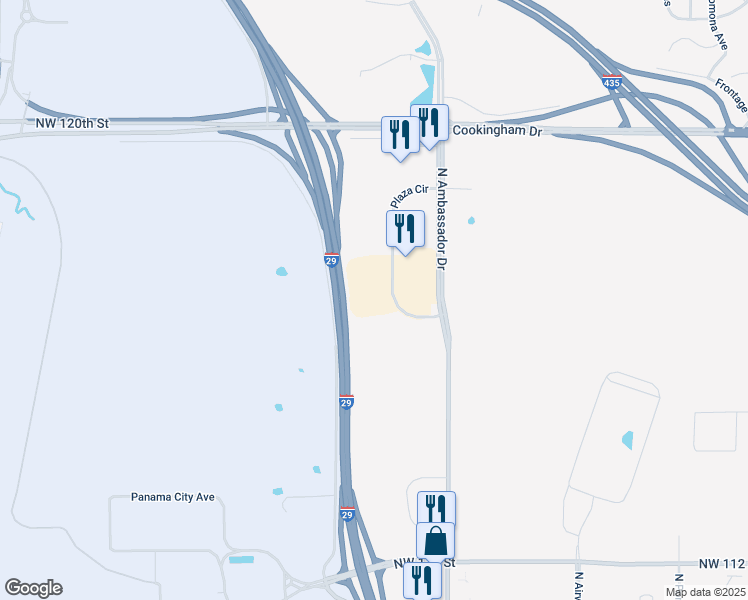map of restaurants, bars, coffee shops, grocery stores, and more near 11712 Northwest Plaza Circle in Kansas City