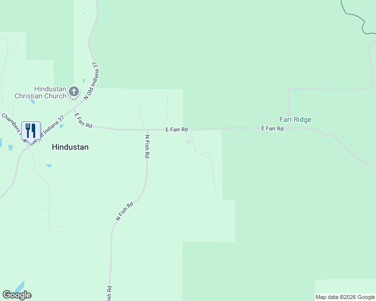 map of restaurants, bars, coffee shops, grocery stores, and more near 4712-5698 East Farr Road in Bloomington