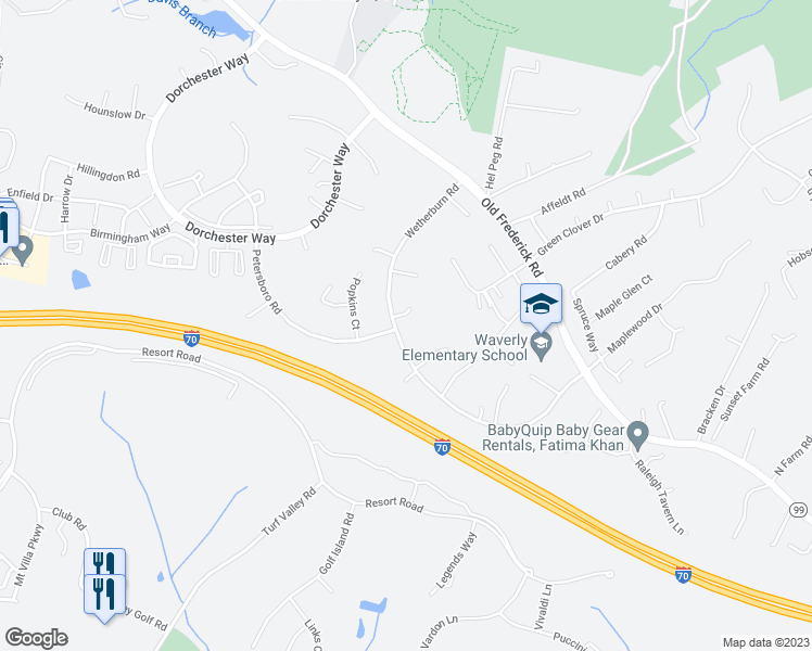 map of restaurants, bars, coffee shops, grocery stores, and more near 10328 Wetherburn Road in Woodstock