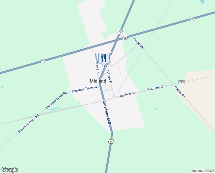 map of restaurants, bars, coffee shops, grocery stores, and more near 106 Branch Street in Midland